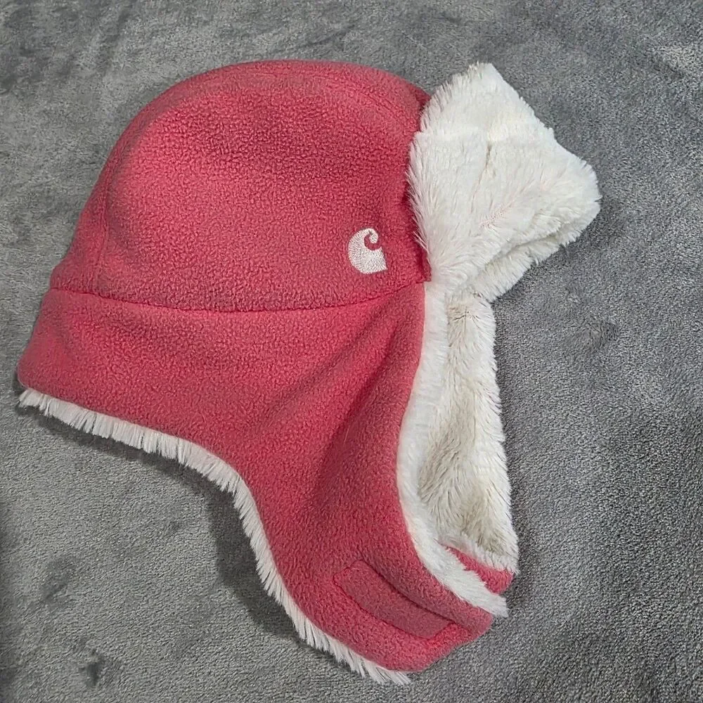 Carhartt Infant/Toddler Pink Sherpa-Lined Fleece Trapper  Toboggan Hat‎